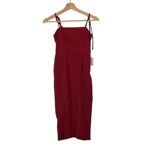 Superdown Red Square Neck Strappy Bodycon Midi Dress XXS - Picture 1 of 3